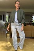 Made in Italy Beluga Soft Crop Bomber Jacket Khaki /15 =
